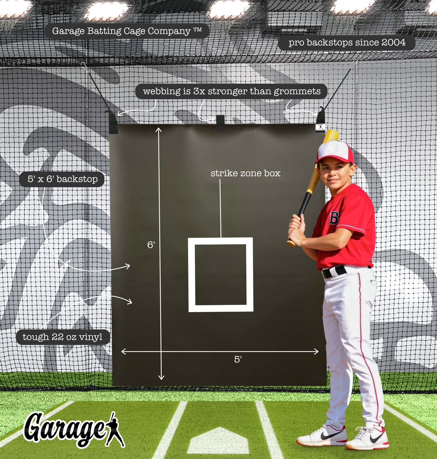 5' x 6' - Strike Zone Box™ - Vinyl Baseball Batting Cage Backstop